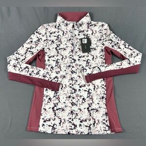 KJUS Womens Golf Pullover Sleeve Logo Printed 1/4 Zip Small Pink Polyester